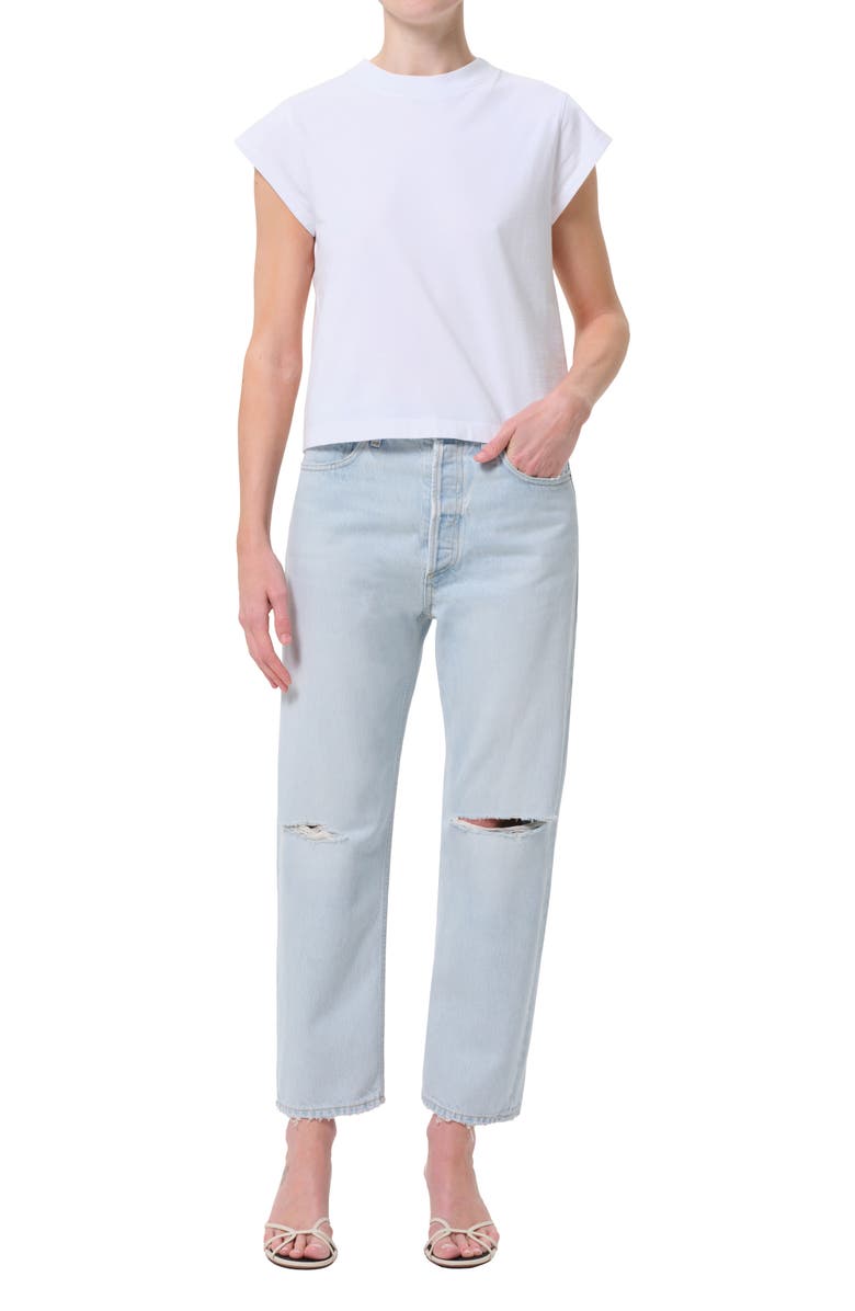 AGOLDE '90s Ripped Mid Rise Crop Relaxed Straight Leg Jeans, Alternate, color, Requiem