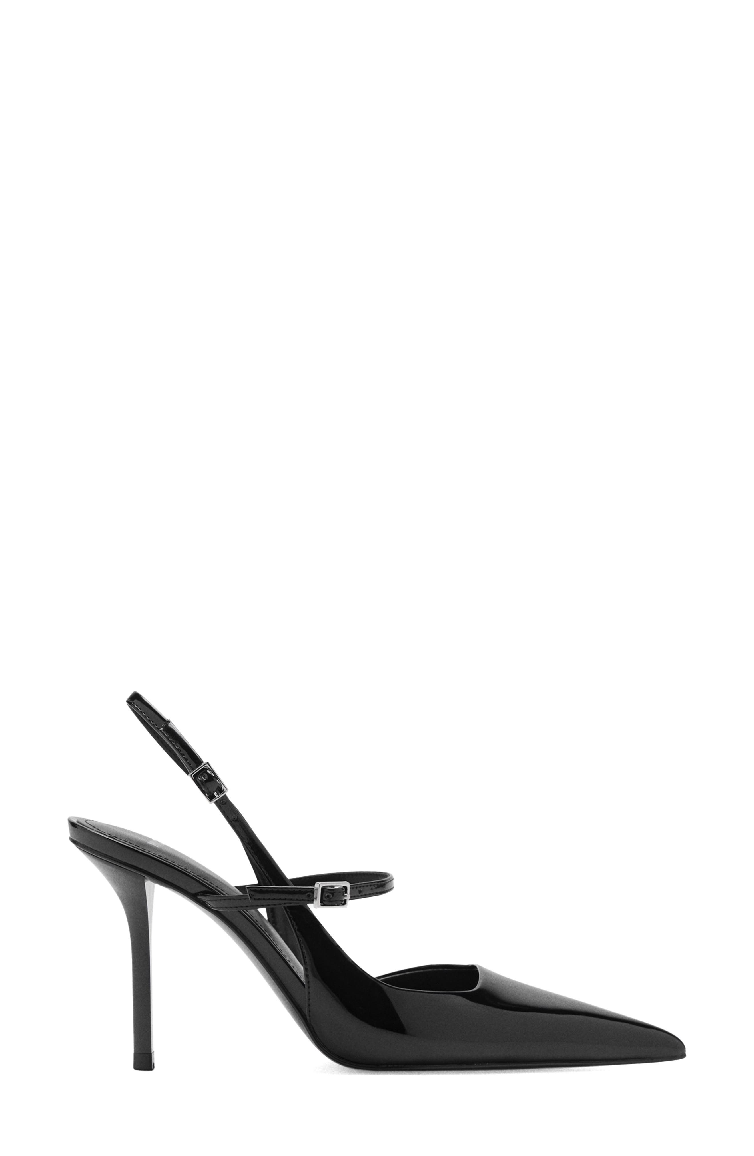 MANGO Noom Slingback Pointed Toe Pump, Main, color, Black