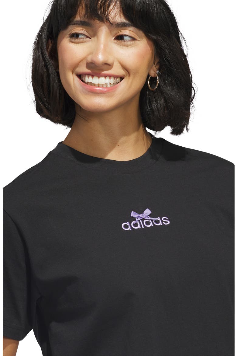 Bow Logo Cotton T-Shirt, Alternate, color, BLACK