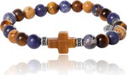 Lucky Brand Sodalite Bead Stretch Bracelets with Cross Accents