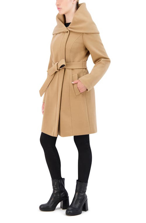 Cole Haan Twill Belted Coat In Brown