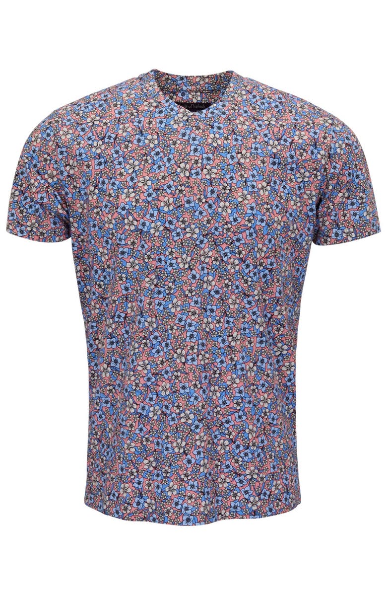 Lords of Harlech Floral Field Mens Vneck Tee, Alternate, color, Floral Field Coral