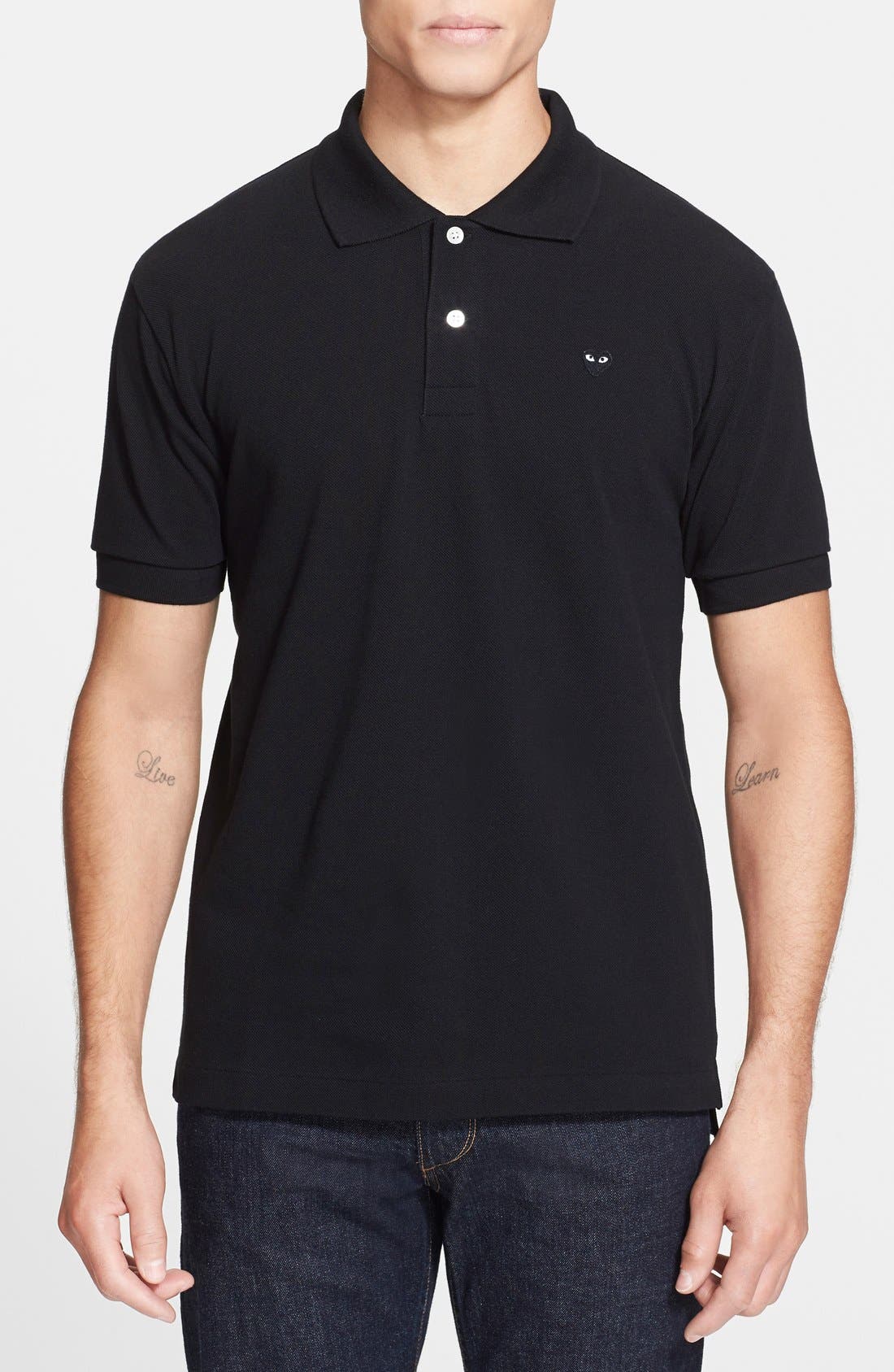 Comme des Garçons PLAY Piqué Polo with Small Heart Appliqué (Men