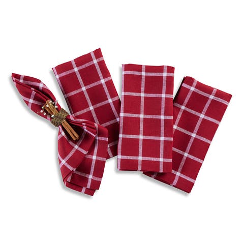Linen Dinner Napkins Set of 4, 20 x 20" - Windowpane