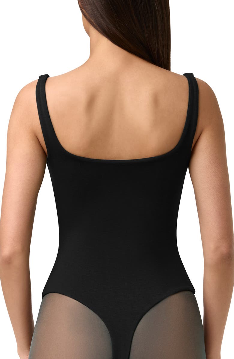 Naked Wardrobe Smooth Square Neck Bodysuit, Alternate, color, Black