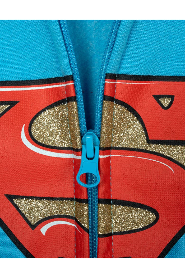 Justice League Zip-Up Hooded Jacket, Alternate, color, Supergirl Blue