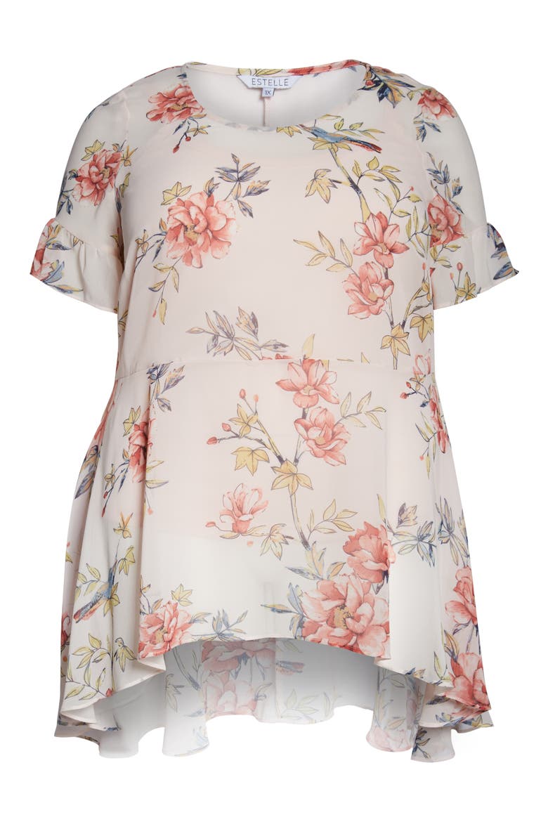 Songbird Floral High/Low Blouse, Alternate, color, PINK/ PINK