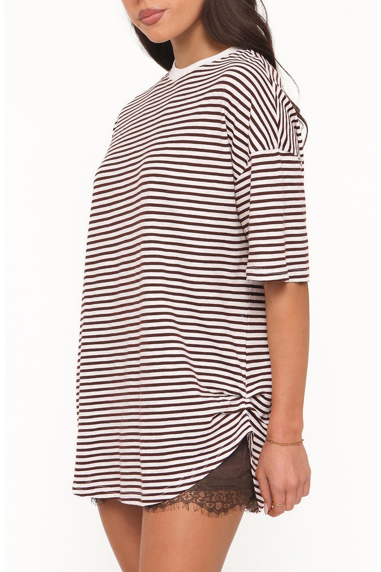 Mairead Stripe Top & Lace Detail Shorts Set, Alternate, color, CHOCOLATE STRIPE