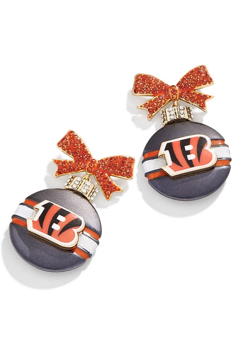 Women's BaubleBar Cincinnati Bengals Ornament Earrings, Main, color, Black
