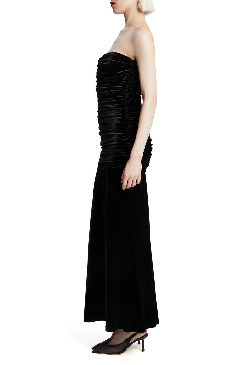 Elvira Velvet Strapless Gown, Alternate, color, BLACK