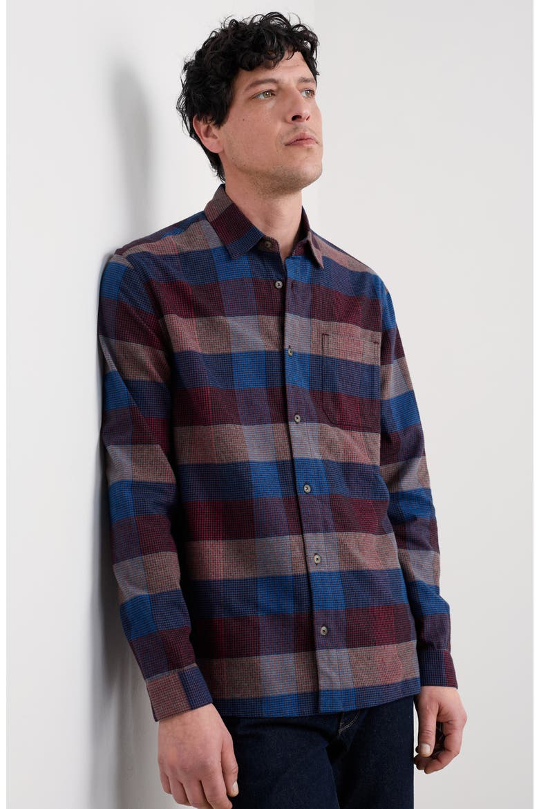 Fathomer Check Organic Cotton Flannel Button-Up Shirt, Alternate, color, TRYSTAN CONKER