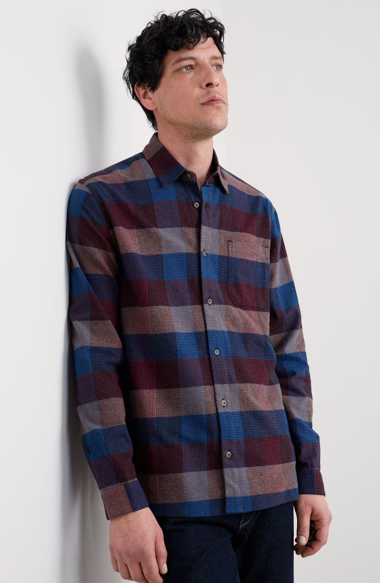 Seasalt Cornwall Fathomer Check Organic Cotton Flannel Button-Up Shirt, Alternate, color, Trystan Conker