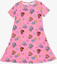 Bellabu Bear Kids' PAW Patrol Varsity Pink Short Sleeve Dress