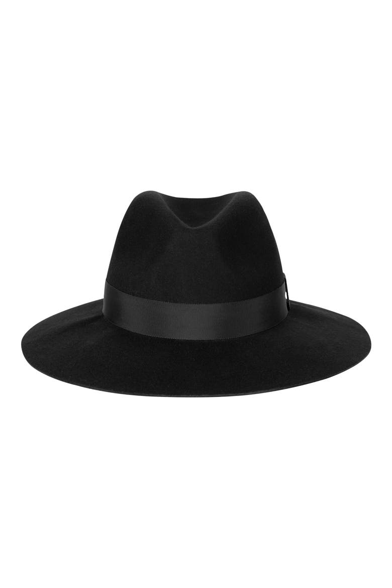 Felted Wool Fedora, Main, color, BLACK