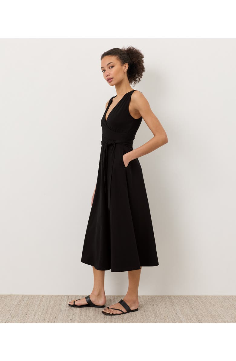 Pact Fit & Flare Easy V-Neck Dress Made With Organic Cotton, Alternate, color, Black