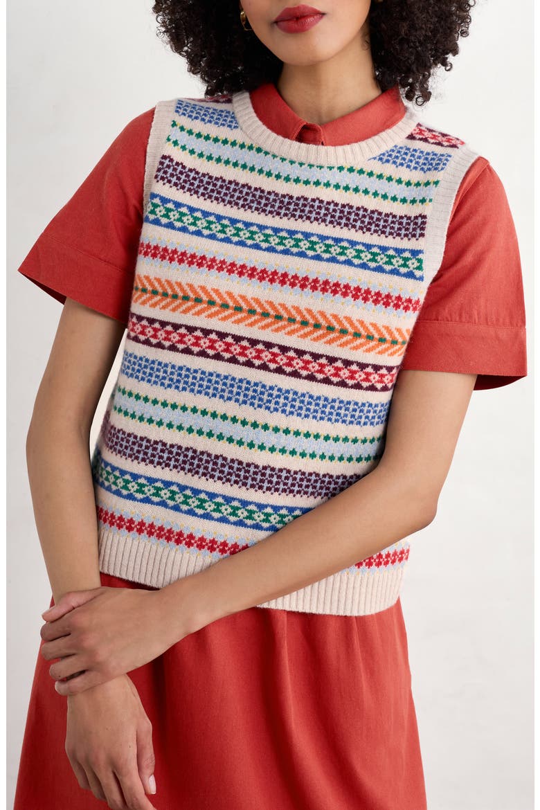 Percella Cove Fair Isle Merino Wool Blend Sweater Vest, Main, color, KNIT ABSTRACTION MULTI