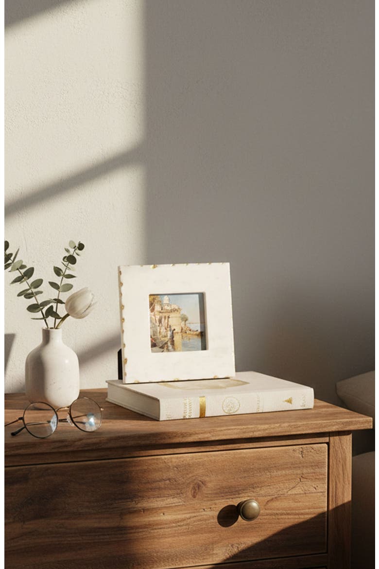 Claire Marble 4" x 4" Picture Frame, Alternate, color, WHITE