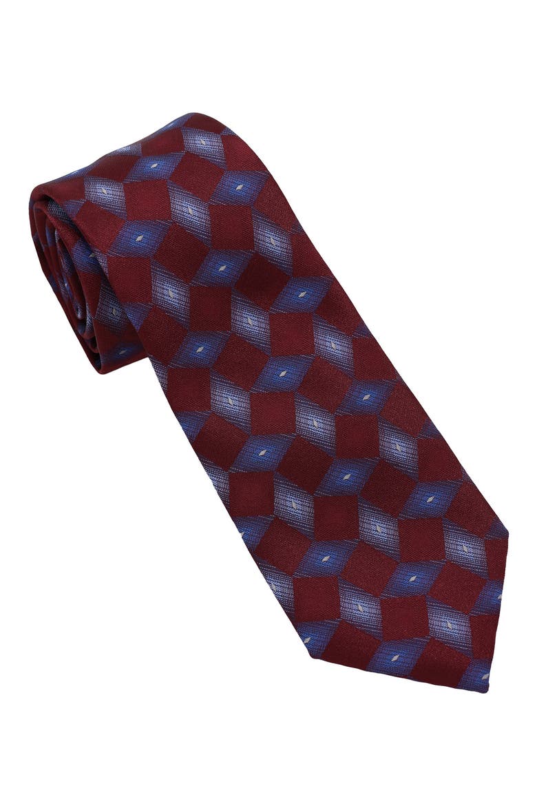 Tossed Diamond Jacquard Tie, Main, color, BURGUNDY