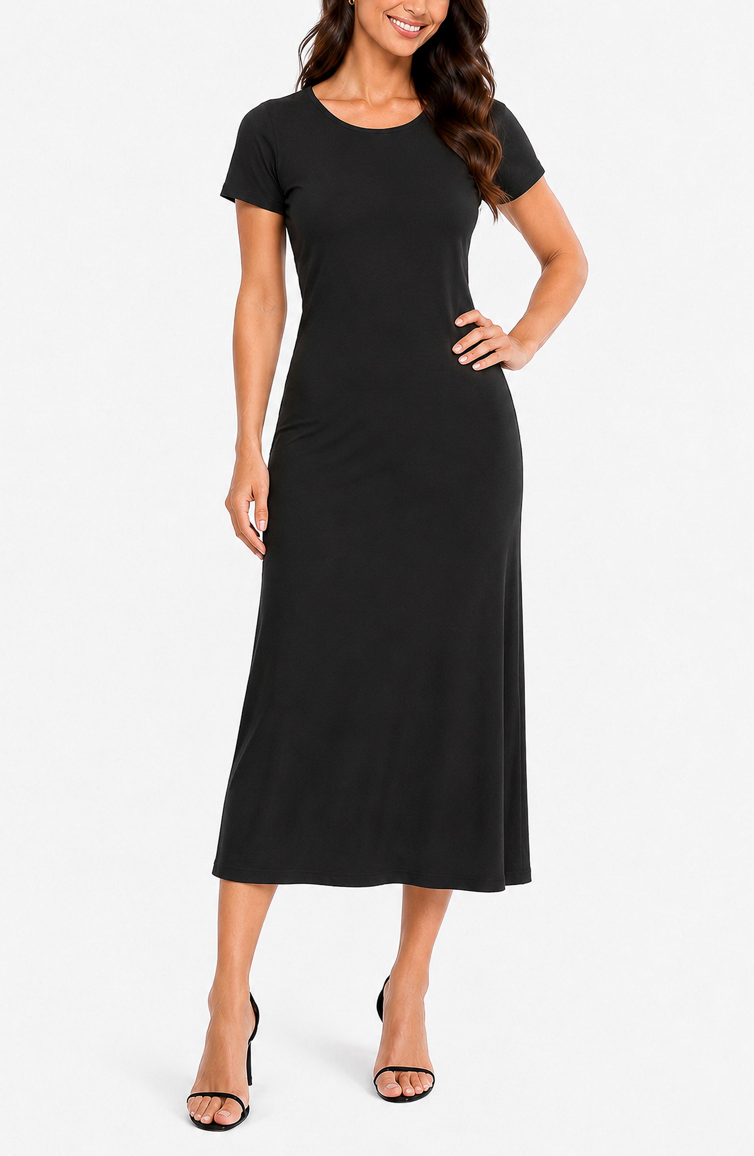 Crewneck A-Line Maxi Dress