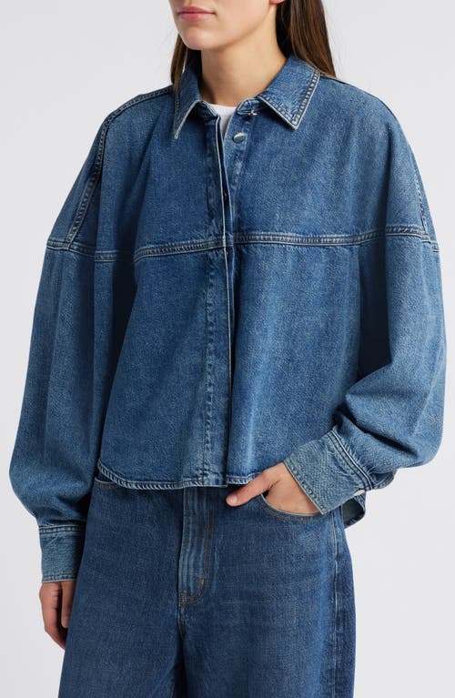 Frame Le Cropped Oversized Denim Jacket In Guardian