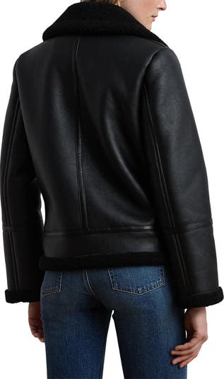 Faux Leather & Faux Shearling Bomber Jacket