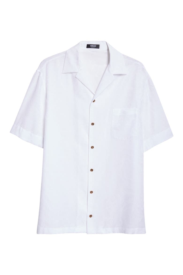 Barocco Jacquard Camp Shirt, Alternate, color, OPTICAL WHITE
