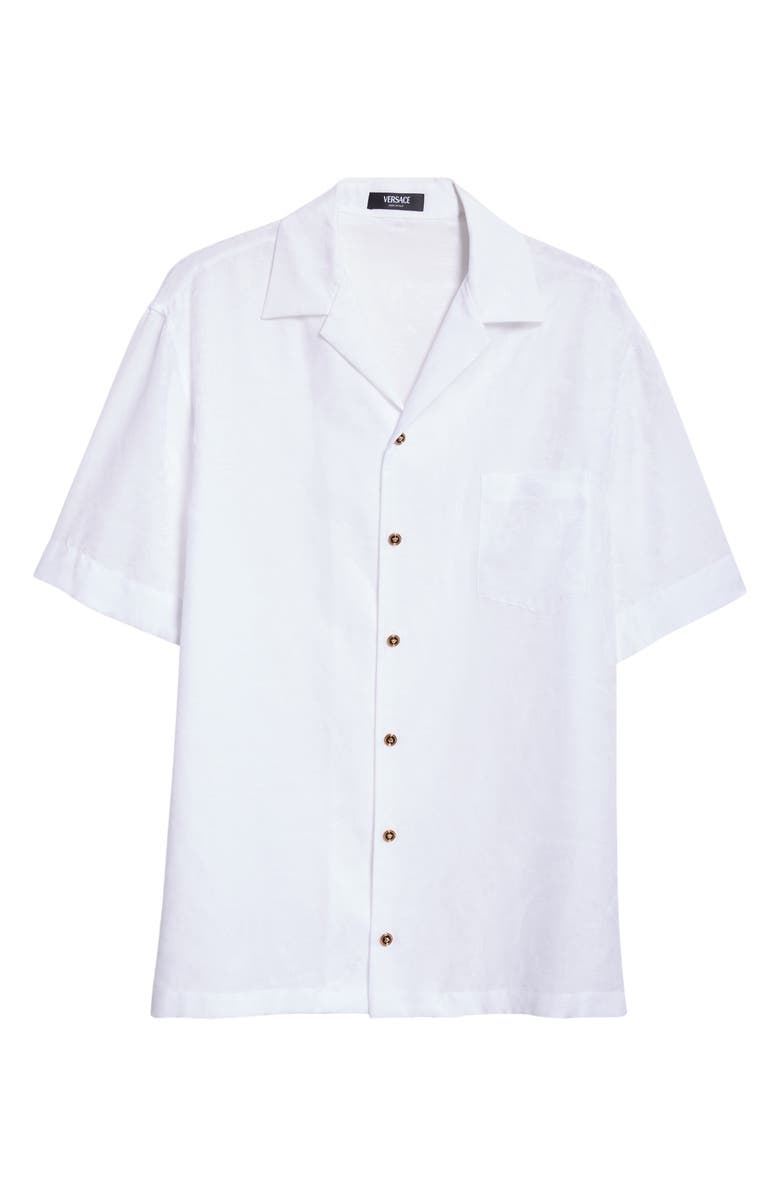 Versace Barocco Jacquard Camp Shirt, Alternate, color, Optical White