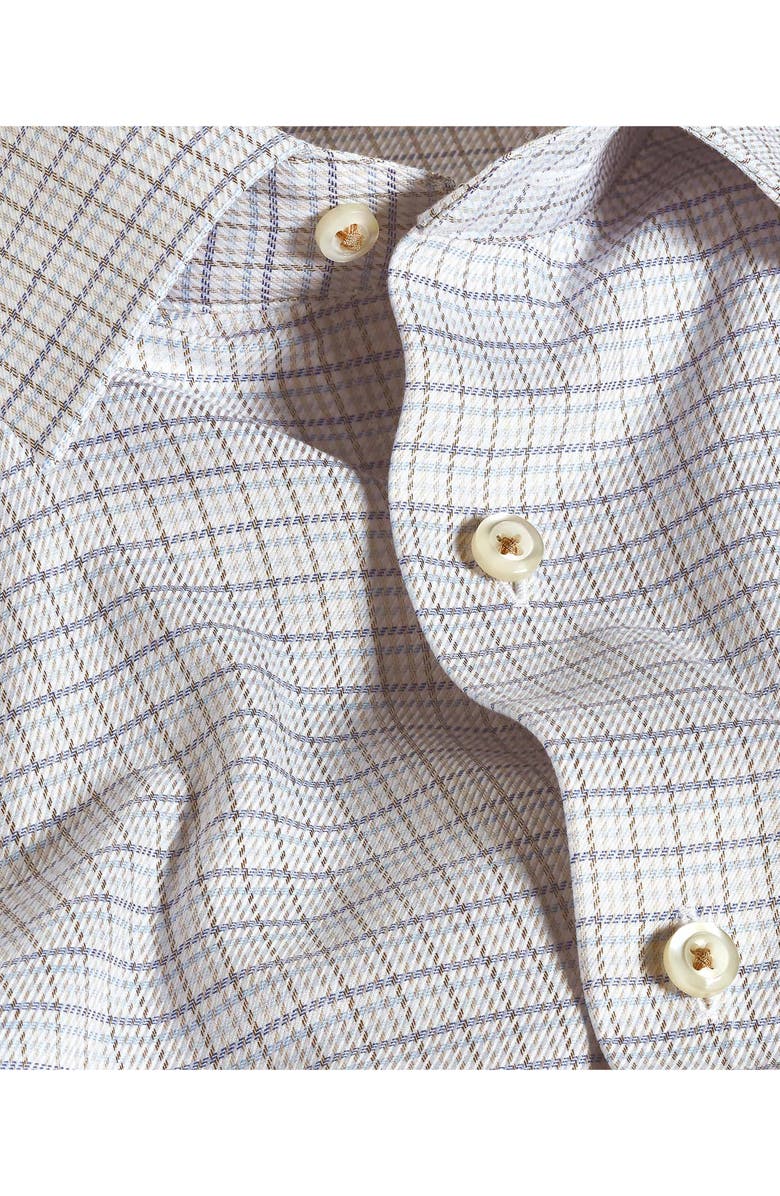 David Donahue Trim Fit Twill Check Cotton Dress Shirt, Alternate, color, Dune/Multi