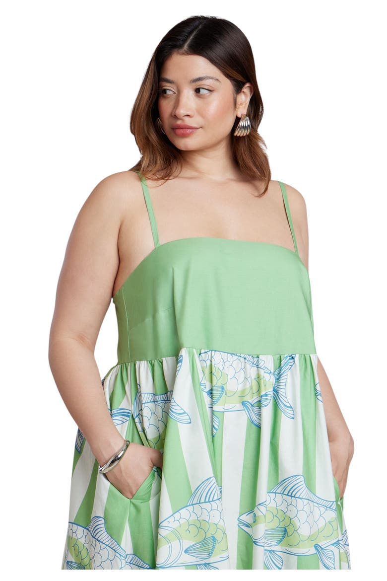 Printed Relaxed Maxi Dress, Alternate, color, SCHOOL OF FISH