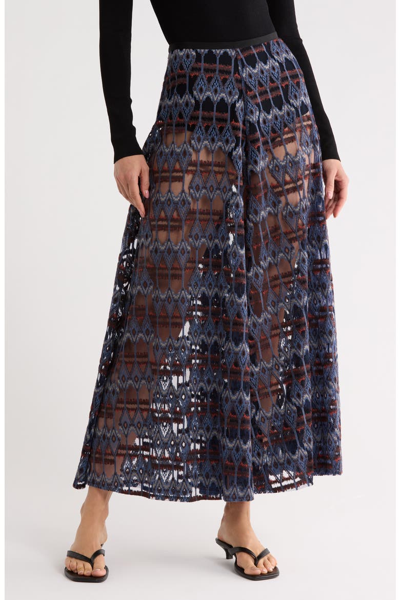 Print Maxi Skirt, Main, color, NAVY