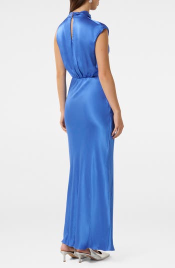 Ever New Sienna High Neck Satin Maxi Sheath Dress | Nordstrom
