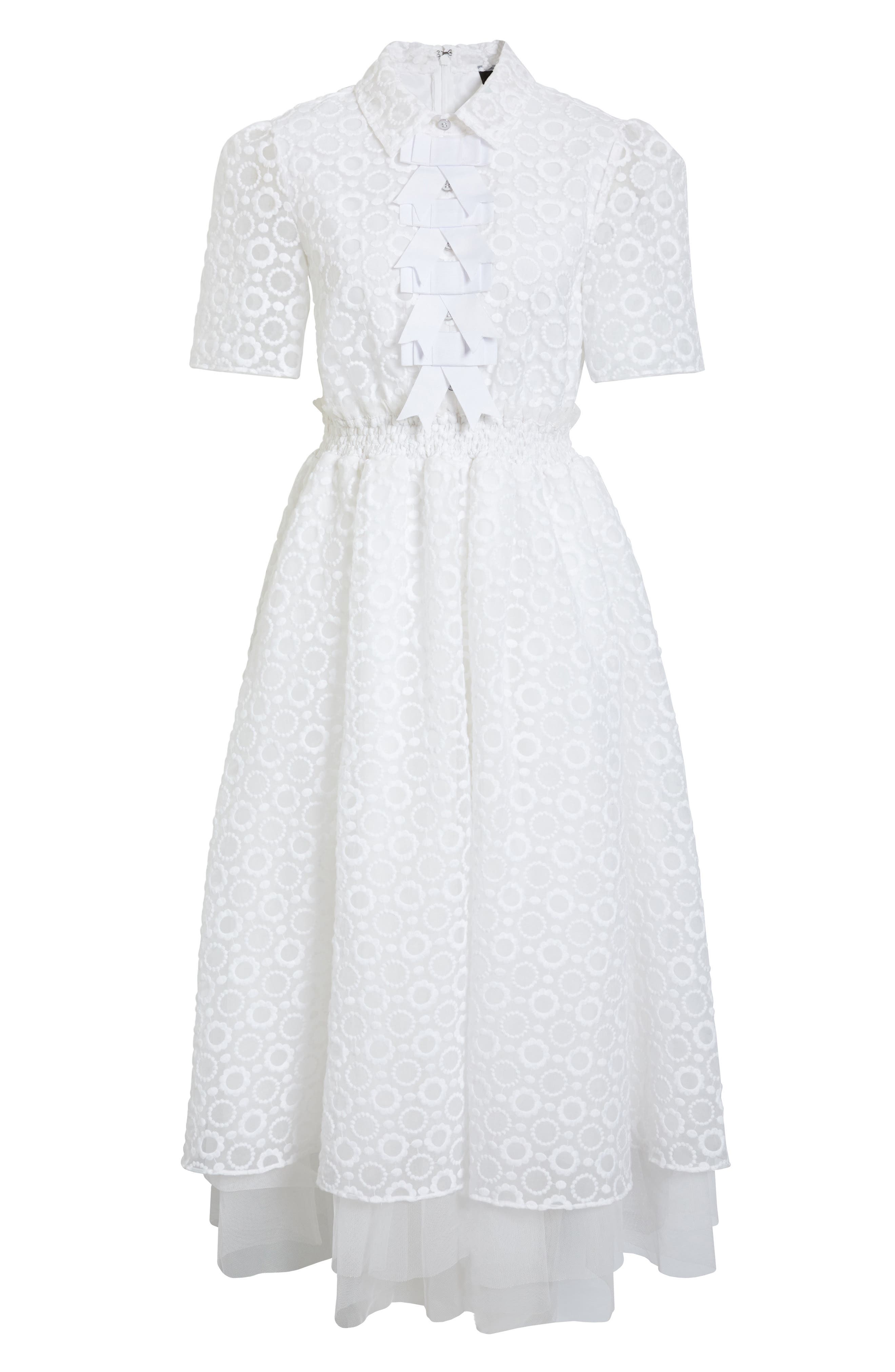 Halogen® x Atlantic-Pacific Sheer Floral Bow Midi Dress (Women ...