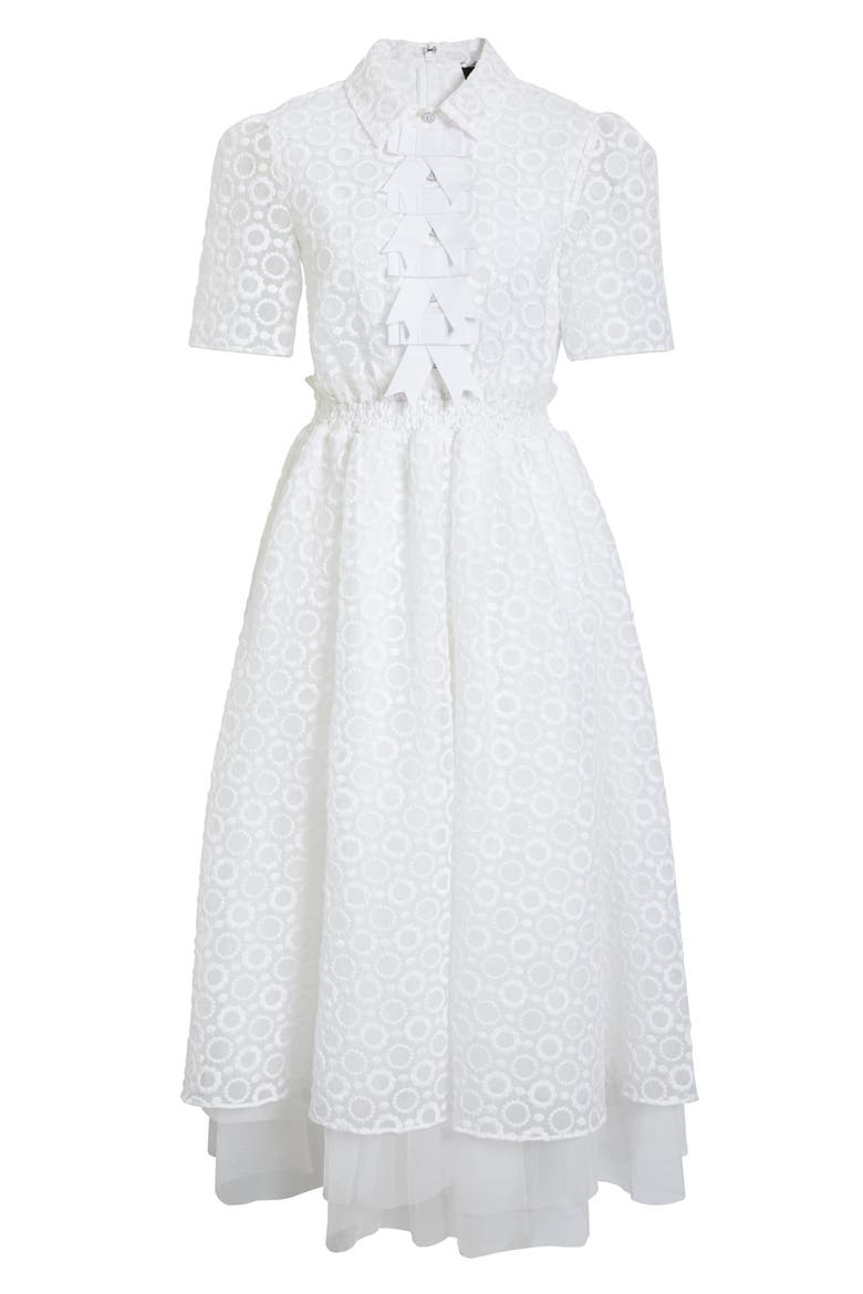 x Atlantic-Pacific Sheer Floral Bow Midi Dress, Main, color, WHITE