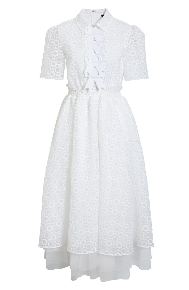 Halogen<sup>®</sup> x Atlantic-Pacific Sheer Floral Bow Midi Dress, Main, color, 