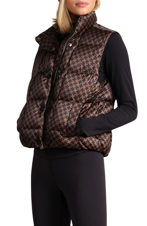 Water Repellent Houndstooth Check 650 Fill Power Down Vest
