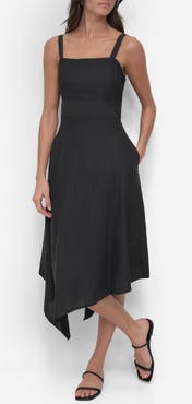 DKNY Paneled Linen Blend Midi Dress