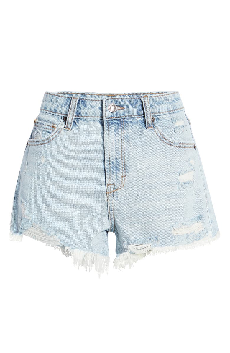 HIDDEN JEANS Distressed High Waist Nonstretch Cutoff Denim Shorts, Alternate, color, 