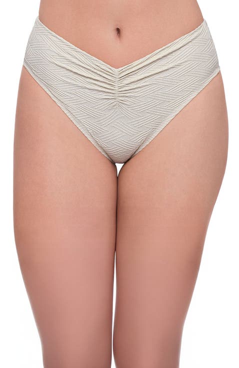Novelty Cinch Front High Cut Bikini Bottom
