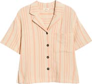 Elan Knit Short Sleeve Button-Up Cover-Up Shirt