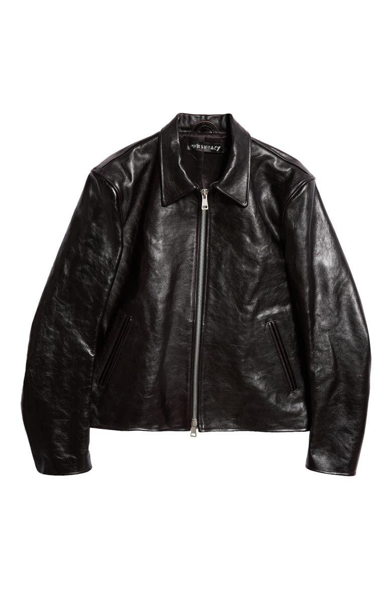 Boxy Mini Leather Jacket, Alternate, color, TOP DYED BLACK LEATHER