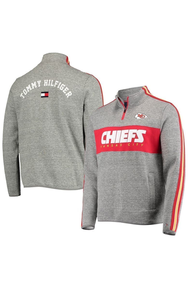Tommy Hilfiger Men's Tommy Hilfiger Heathered Gray Kansas City Chiefs Mario Quarter-Zip Jacket, Main, color, 