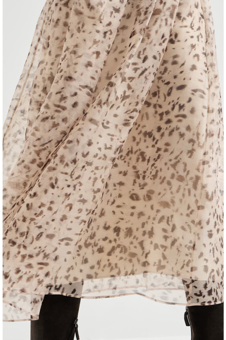 Lynx print silk organza pleated skirt, Alternate, color, Multicoloured