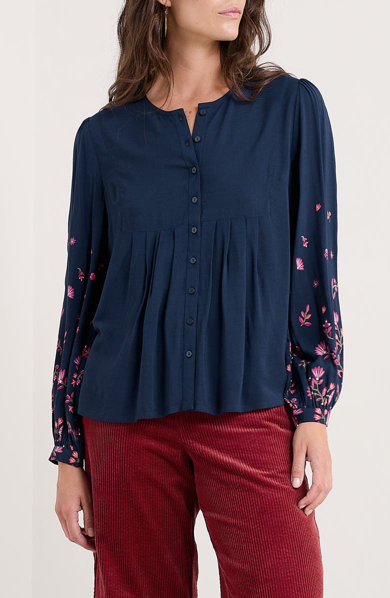 Seasalt Cornwall High Woods Placed Floral Top, Main, color, Winding Wildflower Maritime