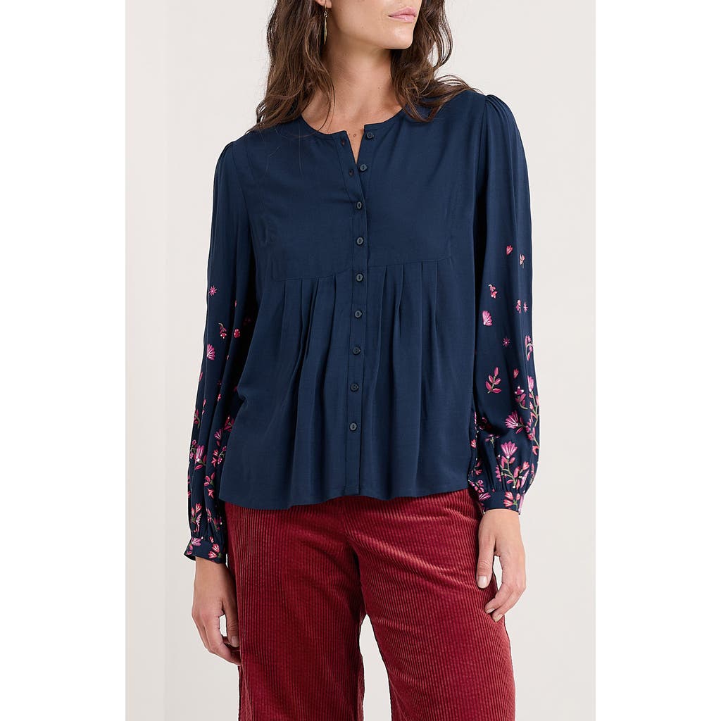 Seasalt Cornwall High Woods Placed Floral Top In Blue