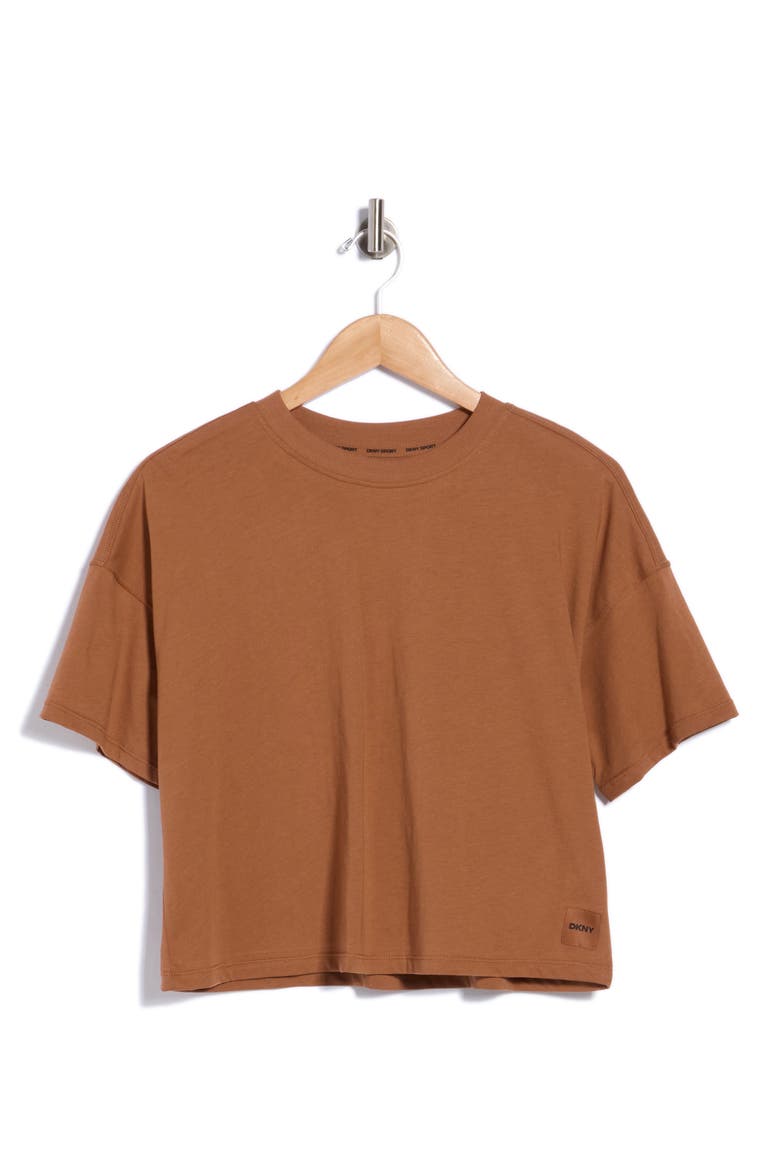 Tonal Logo Patch Short Sleeve T-Shirt, Alternate, color, CARAMEL