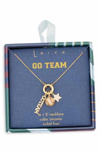 Leith Cubic Zirconia Go Team Baseball Charm Necklace