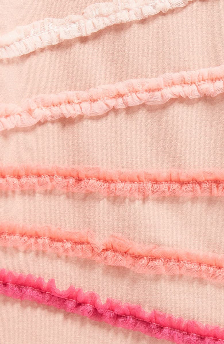 Manière Ruffle Stripe T-Shirt & Shorts Set, Alternate, color, Mauve