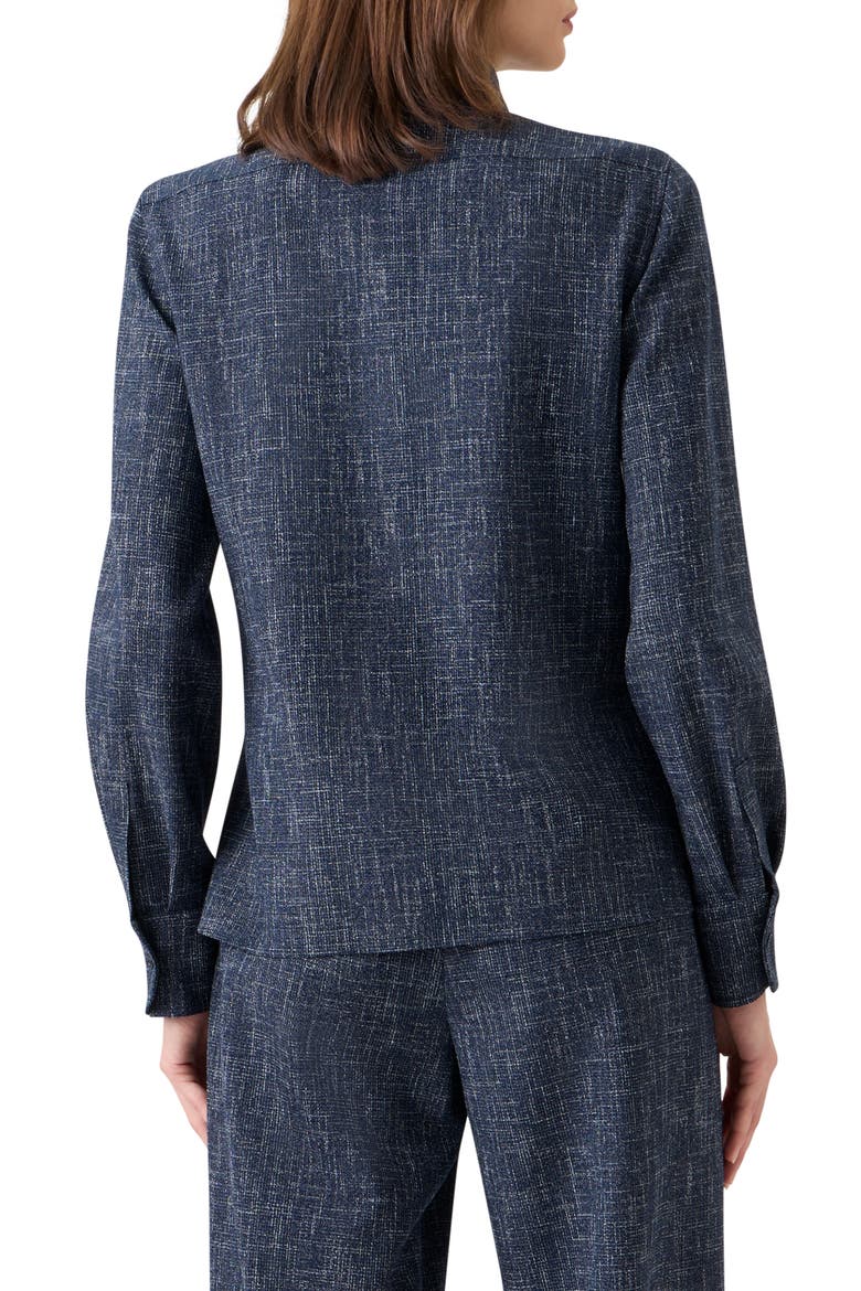Wool Blend Tweed Button-Up Shirt, Alternate, color, NAVY-ECRU