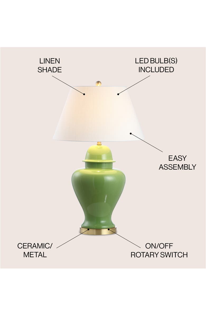 JONATHAN Y Sagwa 33" Ceramic/Iron Modern Classic LED Table Lamp, Alternate, color, Green