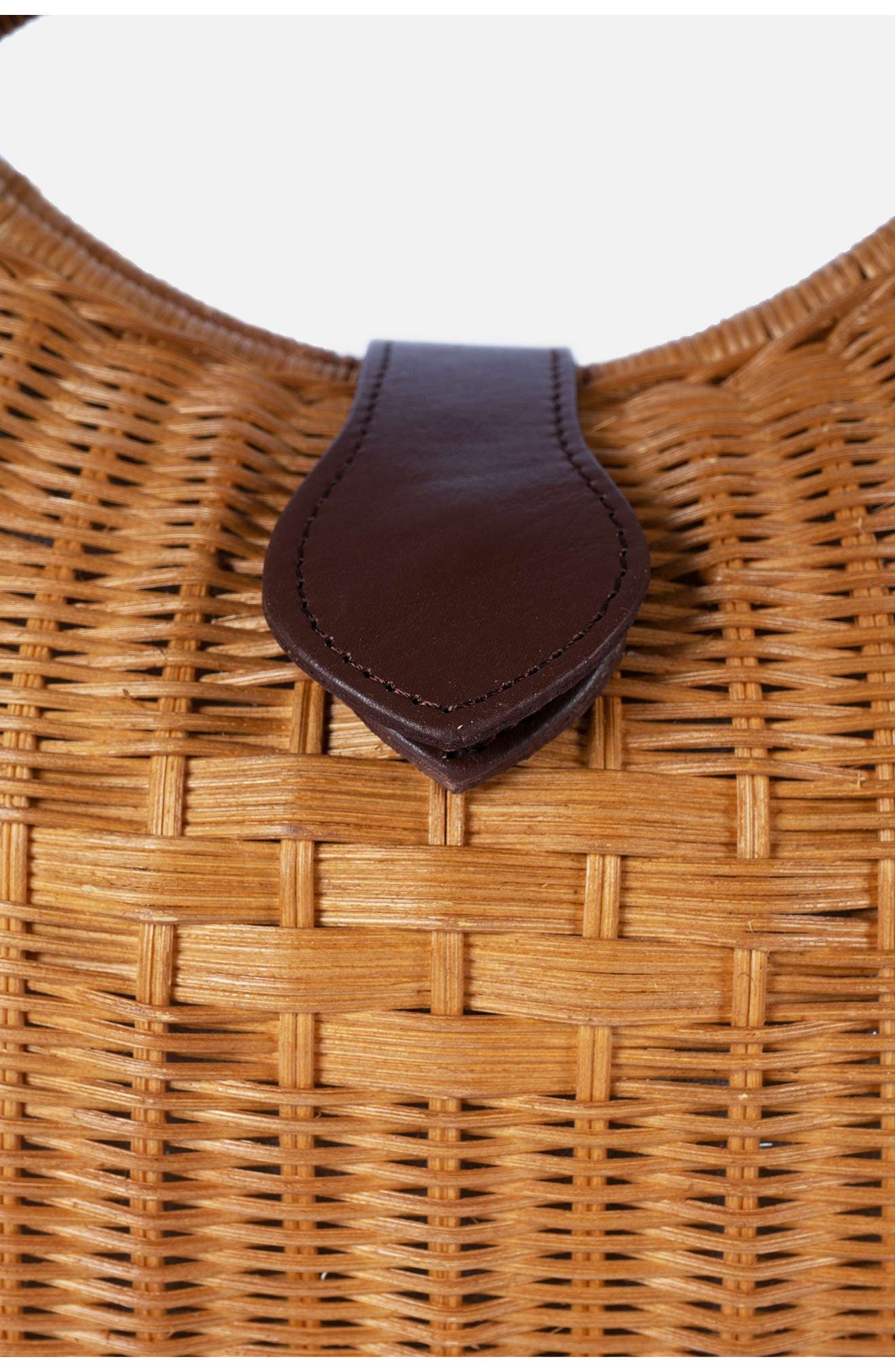 Artemiss Rattan Half Moon Clutch, Alternate, color, NATURAL